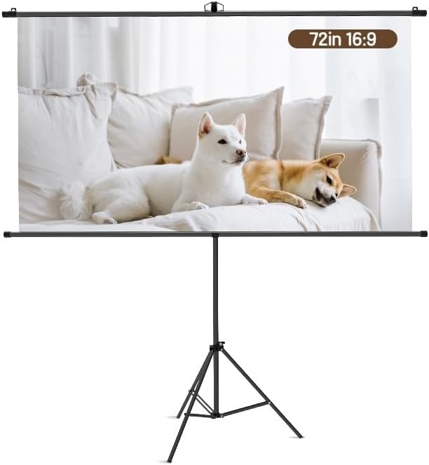 Deli 72-Inch Projector Screen with Tripod Stand,Portable and Foldeable