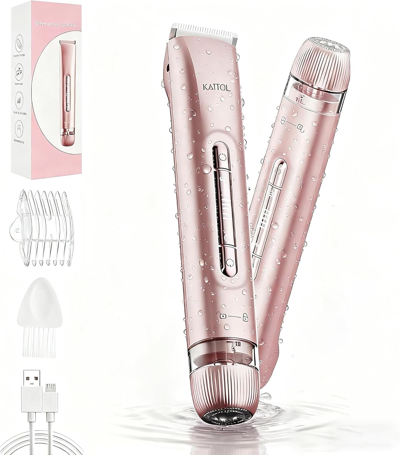 Bikini Trimmer for Woman 2 in 1 Dual Head Bikini Shaver IPX7 Waterproof